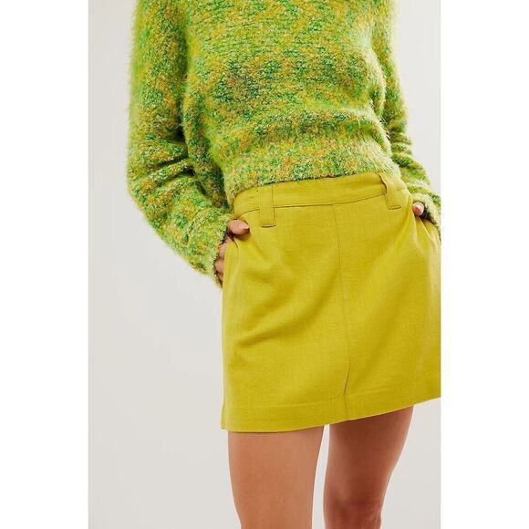 Free People Can't Blame Me Linen Mini Skirt Size S - Picture 2 of 9